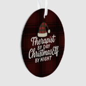 Therapeut overdag, Kerstelf 's nachts Ornament (voorkant)