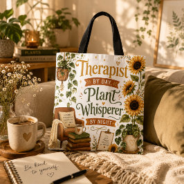 Therapeut plant fluisteraar tote bag