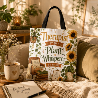 Therapeut plant fluisteraar tote bag