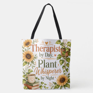 Therapeut plant fluisteraar, zonnebloemen tote bag