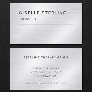 Therapeut Silver Metallic Professioneel Visitekaartje
