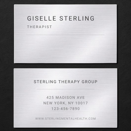 Therapeut Silver Metallic Professioneel Visitekaartje