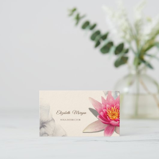 Therapeut, Waterverf Lotus, Yoga Visitekaartje (Staand voorkant)