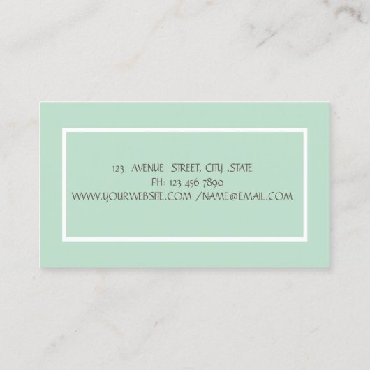 Therapeut Zen stenen, Witte Orchidee Groen Visitekaartje (Achterkant)