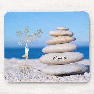 Therapeut Zen Stones, Gouden Boom Silhouet Muismat