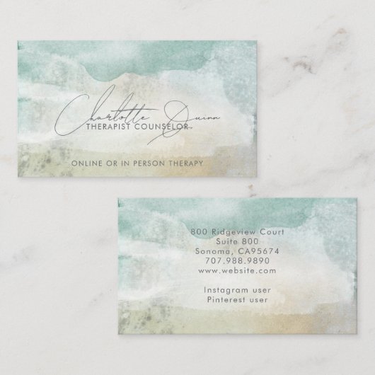 Therapeutenbegeleider Serene Abstract Handgeschrev Visitekaartje (Voorkant / Achterkant)