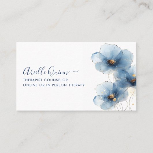 Therapeuteradviseur Serene Indigo Waterverf Visitekaartje (Voorkant)