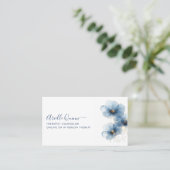 Therapeuteradviseur Serene Indigo Waterverf Visitekaartje (Staand voorkant)
