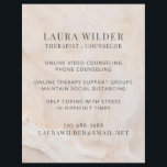 Therapeutisch counselor online of via telefoon fly flyer<br><div class="desc">Een flyer voor een therapeut of counselor die zich specialiseert in therapie tijdens sociale afstand. Pas de titel en tekst aan die je gebruikt. Prachtige serene abstracte achtergrond. Promoot je therapiediensten op afstand online of via de telefoon.</div>