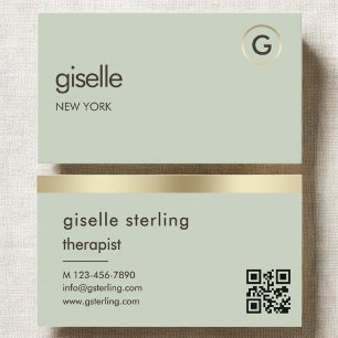 Therapeutisch Counselor Sage Green Goud QR Code  Visitekaartje