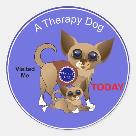 Therapie Dog Visit Ronde Sticker (Voorkant)