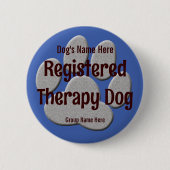 Therapie Hond ID - blauw Ronde Button 5,7 Cm (Voorkant)