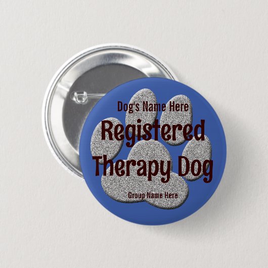 Therapie Hond ID - blauw Ronde Button 5,7 Cm (Voorkant /achterkant)