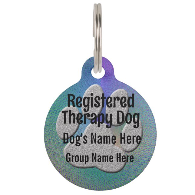 Therapie Hond ID - paarse blauw Huisdierpenning (Voorkant)