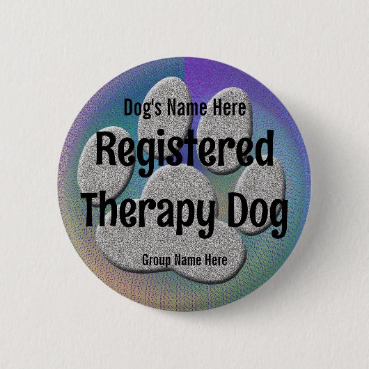 Therapie Hond ID - paarse blauw Ronde Button 5,7 Cm (Voorkant)