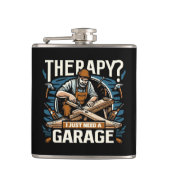 Therapie? Ik heb alleen een garage nodig Heupfles (Voorkant)