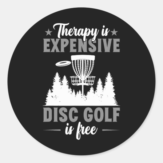 Therapie is duur Disc Golf Disc Golfer  Ronde Sticker (Voorkant)
