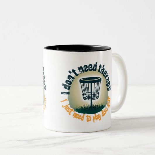 Therapie is niet nodig, speel gewoon disc golf tweekleurige koffiemok (Voorkant rechts)