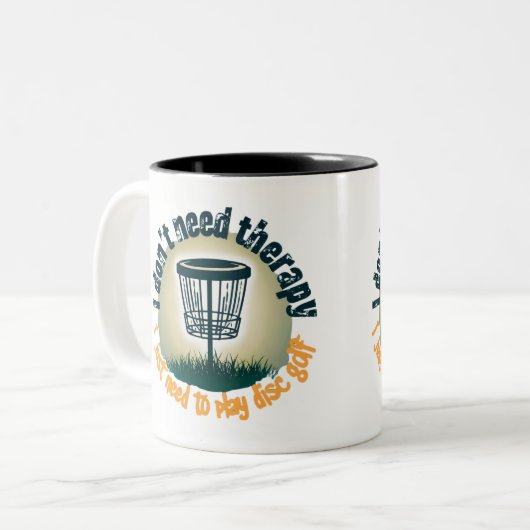 Therapie is niet nodig, speel gewoon disc golf tweekleurige koffiemok (Voorkant links)
