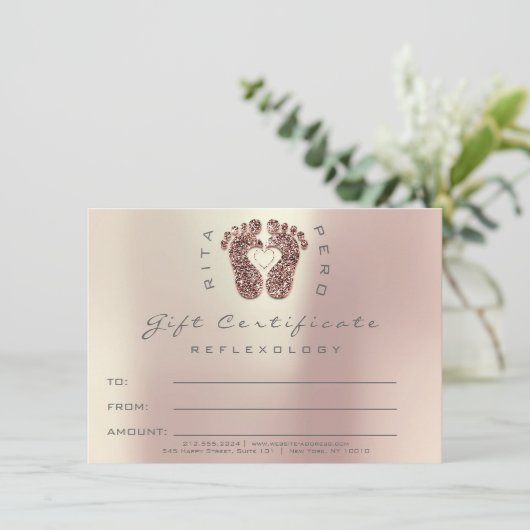 Therapie Massage Reflexology Certificate Gift Roos (Staand voorkant)