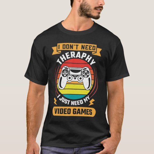 Therapie versus videogames, grappige videogamer, g t-shirt (Voorkant)