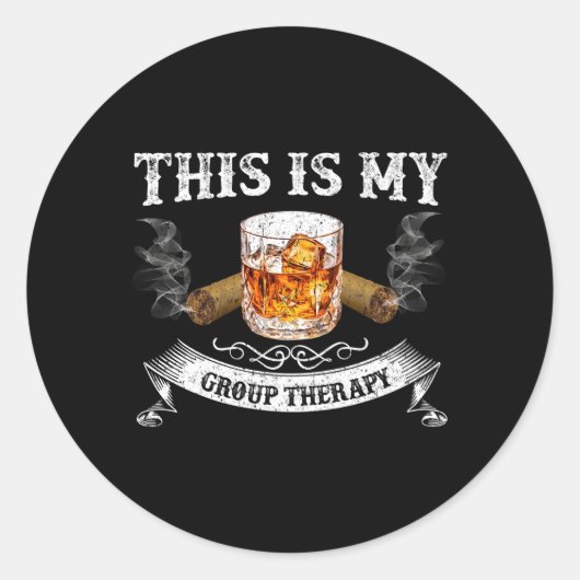 Therapie Whiskey En Roken Sigaren Papa Ronde Sticker (Voorkant)