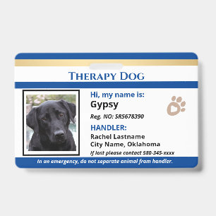 Therapiehond Dier ID Enkele Foto Optie Badge