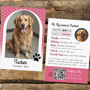 Therapiehond handelskaart Roze QR-code Visitekaartje