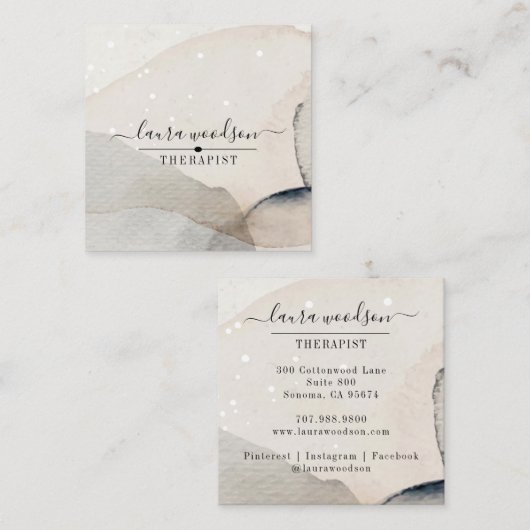 Therapist abstracte aardeWaterverf Vierkante Visitekaartje (Voorkant / Achterkant)