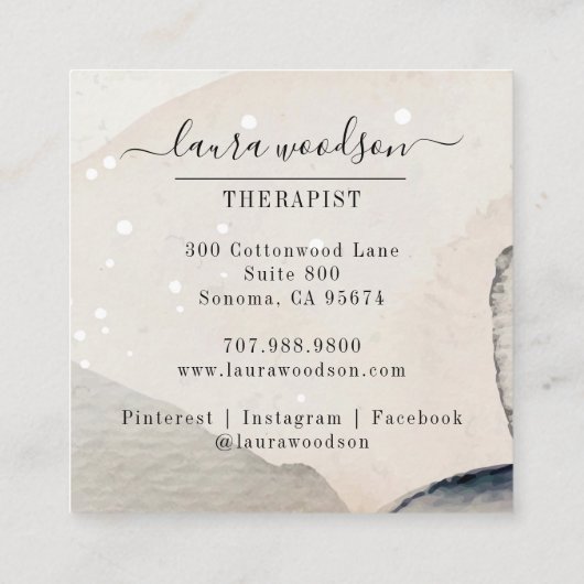 Therapist abstracte aardeWaterverf Vierkante Visitekaartje (Achterkant)