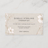 Therapist Botanical Flowers Floral Linen Visitekaartje (Achterkant)