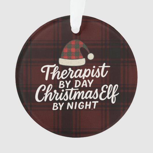 Therapist by Day, Christmas Elf by Night Ornament (voorkant)