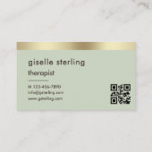 Therapist Counselor Sage Green Gold QR Code  Visitekaartje (Achterkant)