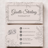 Therapist Floral Botanical Elegant Script Visitekaartje