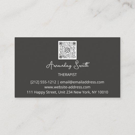 Therapist Golden Script QR Code Grijs Grijs Visitekaartje (Achterkant)