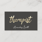 Therapist Golden Script QR Code Grijs Grijs Visitekaartje (Voorkant)