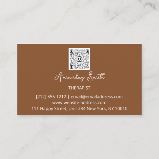 Therapist Golden Script QR Code Logo Brown Visitekaartje (Achterkant)