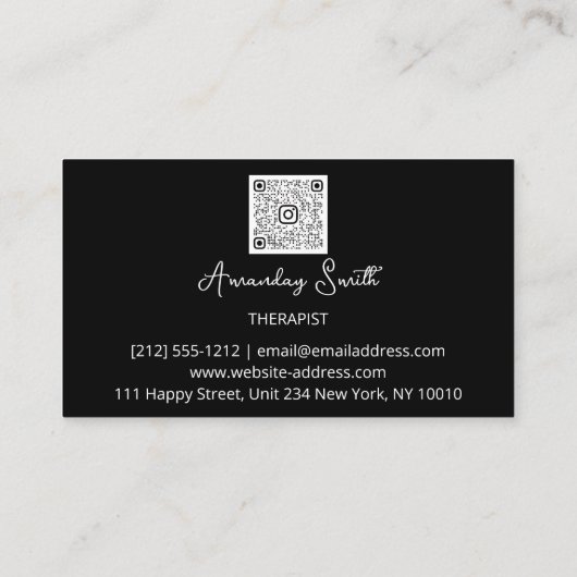 Therapist Golden ScriptQR Code Logo Black White Visitekaartje (Achterkant)