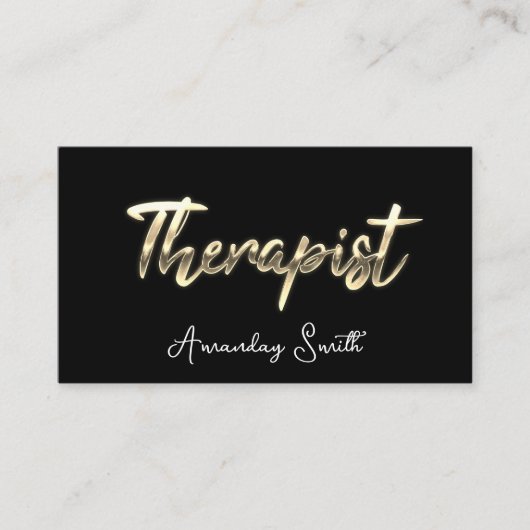 Therapist Golden ScriptQR Code Logo Black White Visitekaartje (Voorkant)