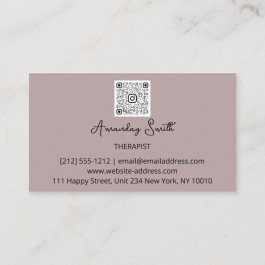 Therapist Golden ScriptQR-code Logo Blush Visitekaartje (Achterkant)