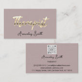 Therapist Golden ScriptQR-code Logo Blush Visitekaartje (Voorkant / Achterkant)