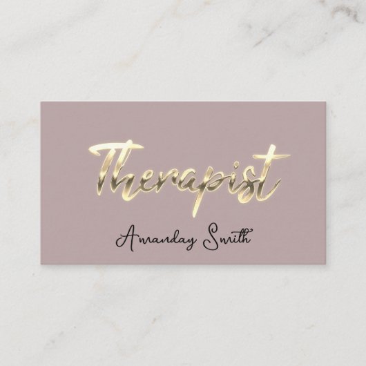 Therapist Golden ScriptQR-code Logo Blush Visitekaartje (Voorkant)