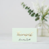 Therapist Golden ScriptQR Code Logo Mint Green Visitekaartje (Staand voorkant)