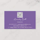Therapist Golden ScriptQR Code Logo Paars Modern Visitekaartje (Achterkant)