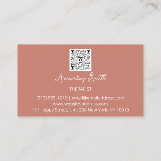 Therapist Golden ScriptQR Code Natural Roos Visitekaartje (Achterkant)