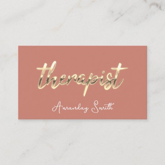 Therapist Golden ScriptQR Code Natural Roos Visitekaartje (Voorkant)