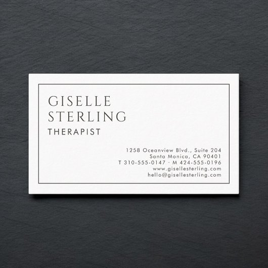 Therapist Luxury Minimalist Black White Visitekaartje