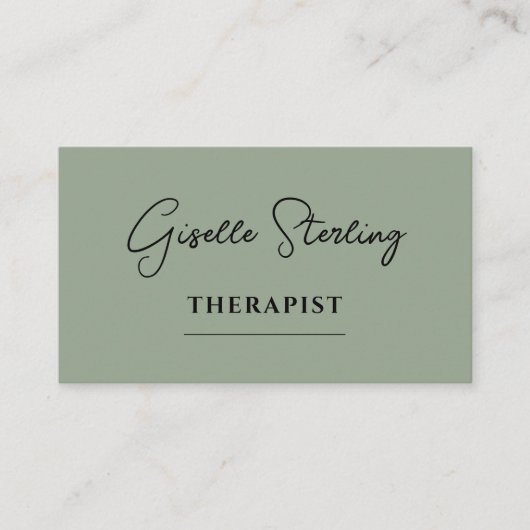 Therapist Psychologist Sage Green QR Code Visitekaartje (Voorkant)