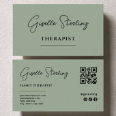 Therapist Psychologist Sage Green QR Code Visitekaartje