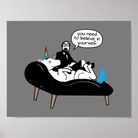 Therapist Unicorn gelooft niet in zichzelf Poster (Voorkant)